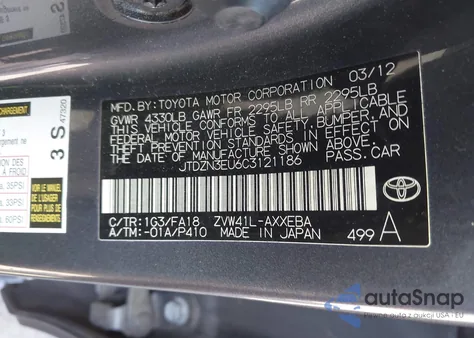 2012 Toyota Prius V Two z USA, uszkodzony, nr VIN JTDZN3EU6C3121186